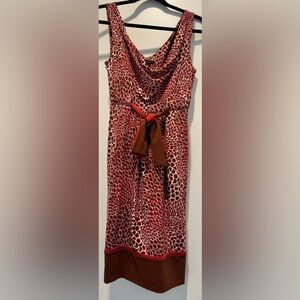 BCBGMAXAZRIA Cowl Neck Printed Tie-Waist Dress Size S